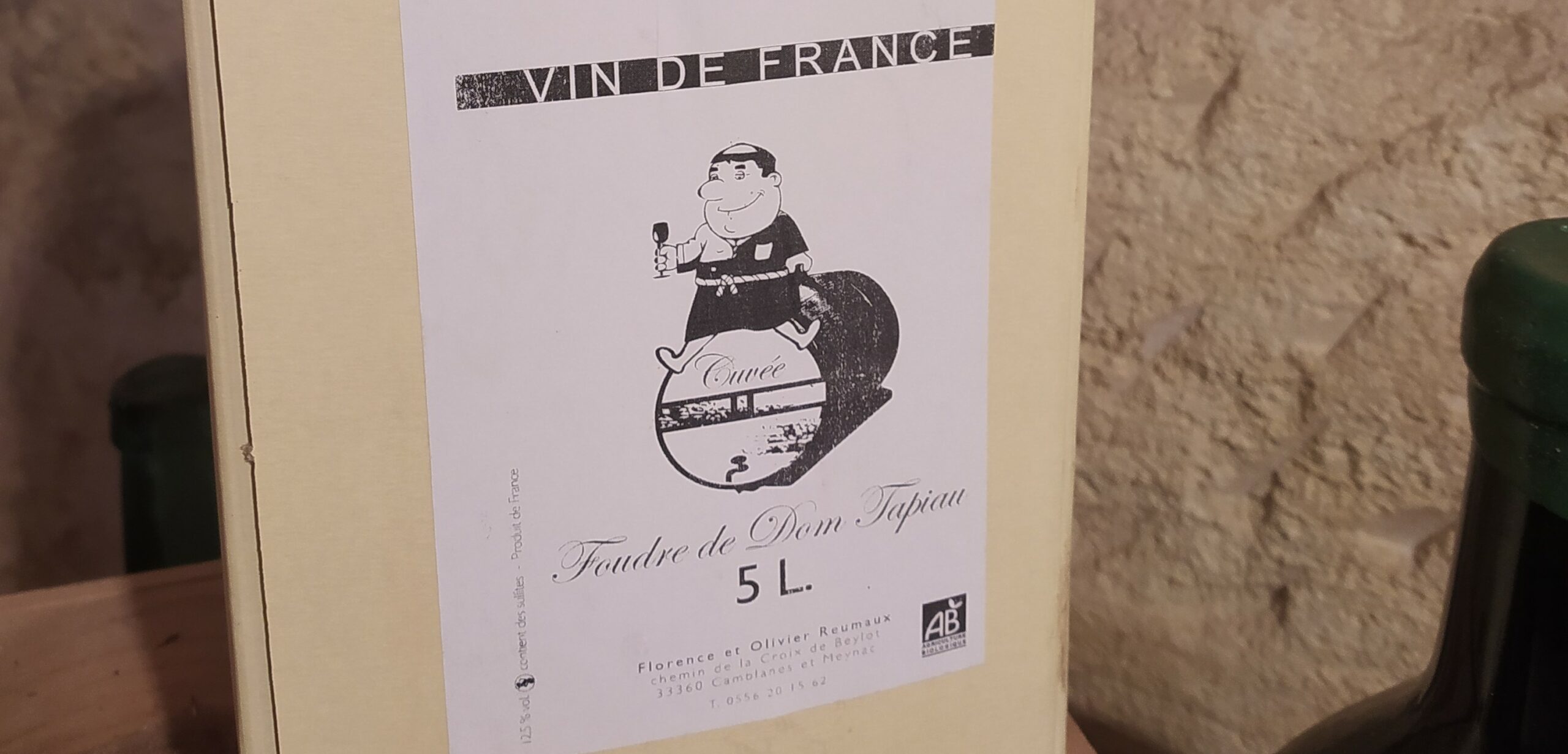 BIB les Foudres de Dom Tapiau - 5L - Vin de France Bio